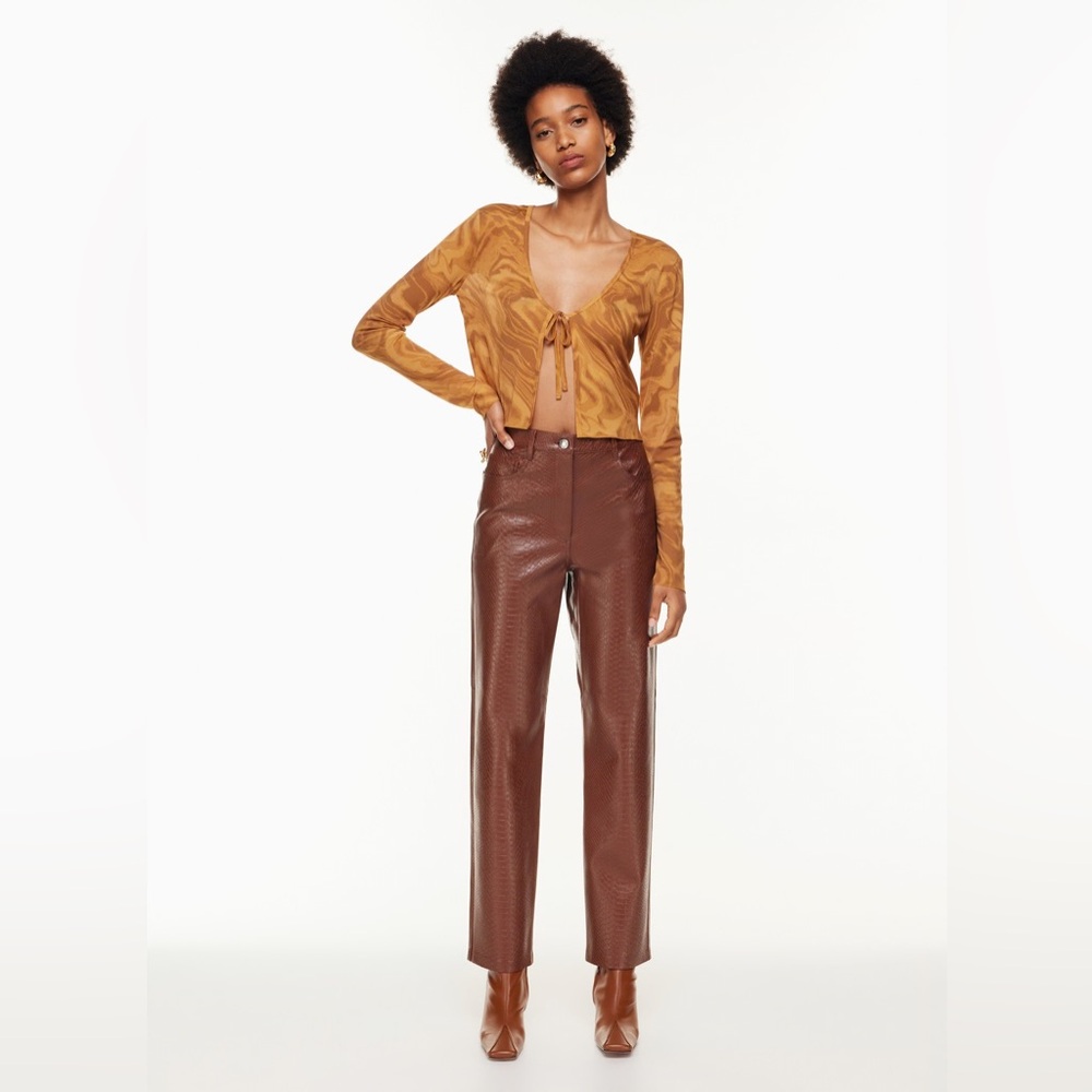 Aritzia Wilfred Brown‎ Reptile Snake Skin Texture Pants Melina Size 16